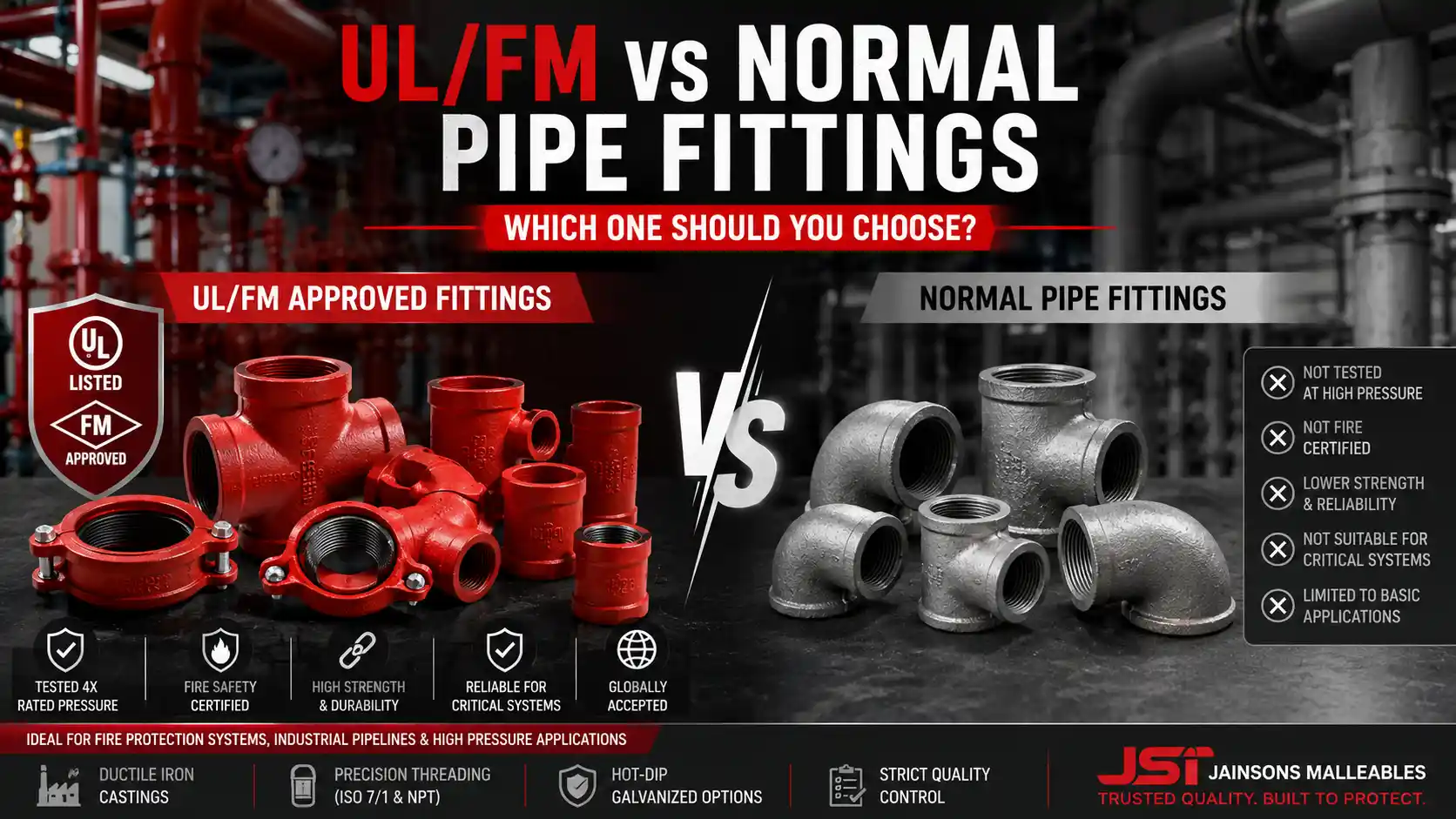 What are UL/FM pipe fittings for fire protection systems